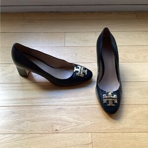 Tory Burch Black Leather Block Heel Pumps - Size 8.5